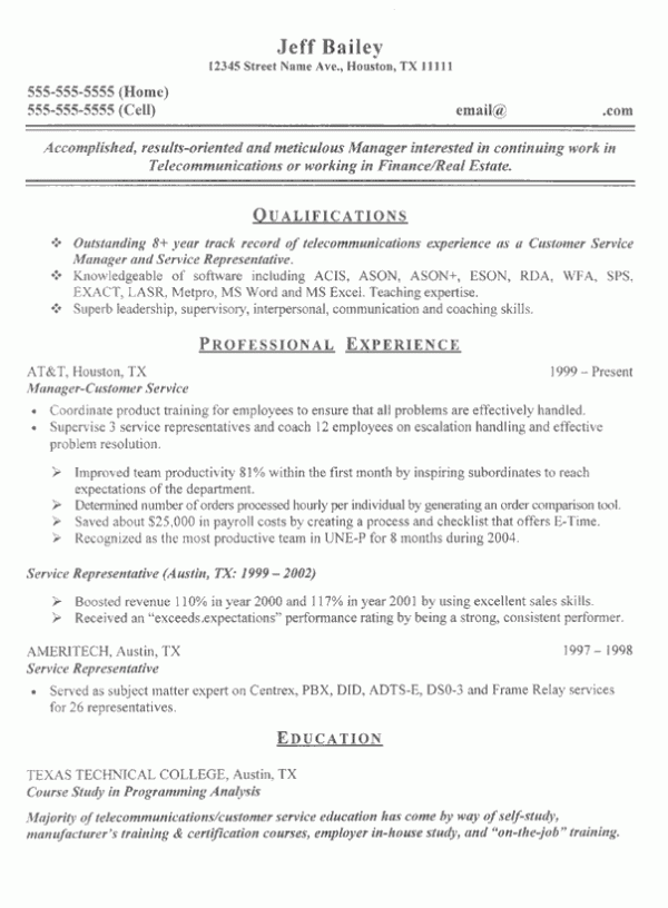 Telecom Executive Sample Resume