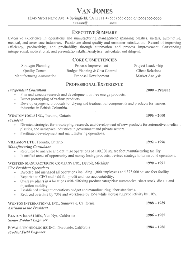 Consultant Sample Resume